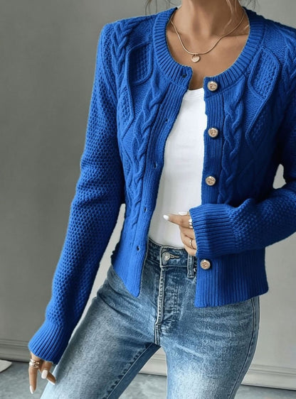 Twisted Knit Winter Cardigan, Black (2)