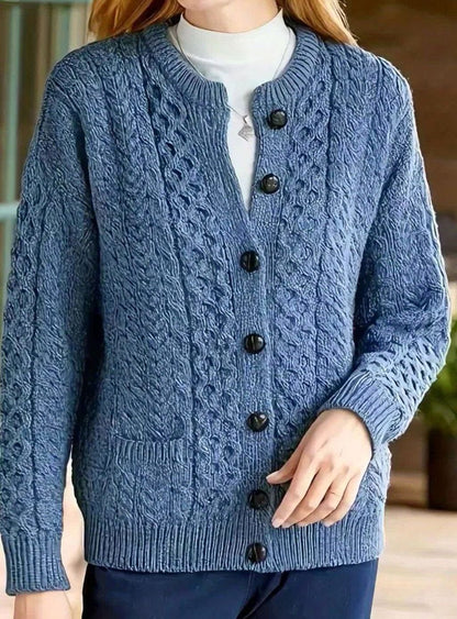 Twisted Knit Winter Cardigan, Ocean Blue