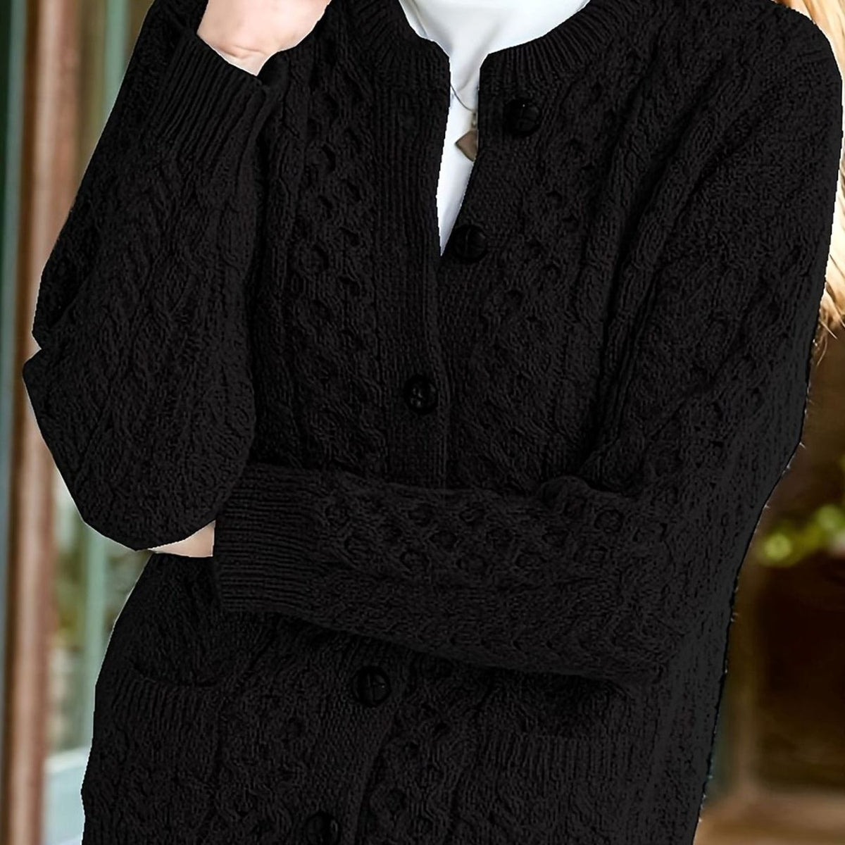 Twisted Knit Winter Cardigan, Ocean Blue