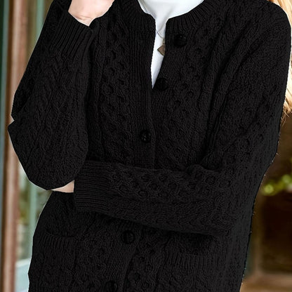 Twisted Knit Winter Cardigan, Ocean Blue