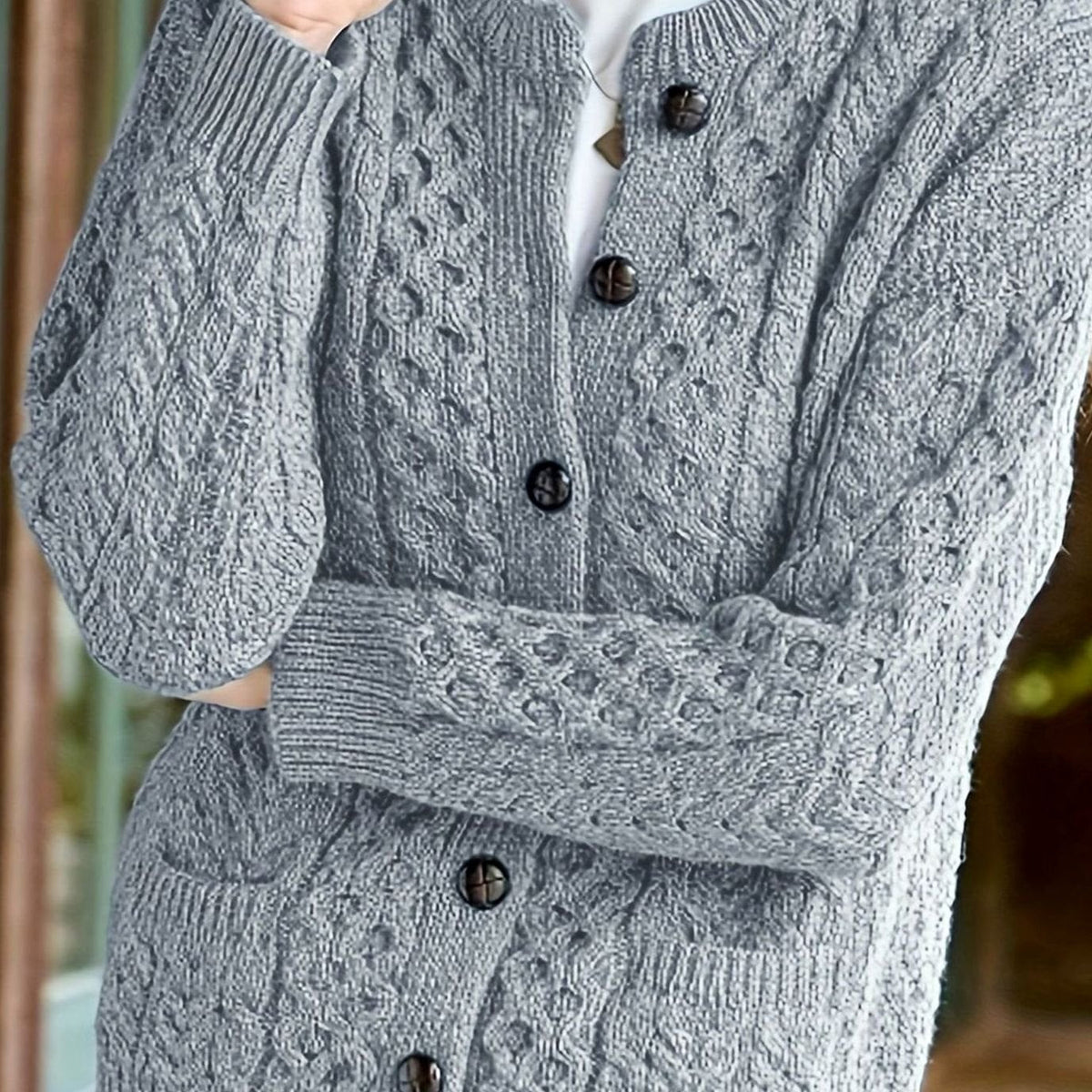 Twisted Knit Winter Cardigan, Ocean Blue