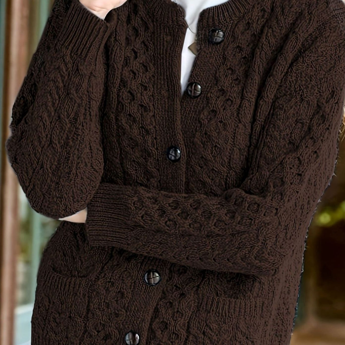 Twisted Knit Winter Cardigan, Ocean Blue