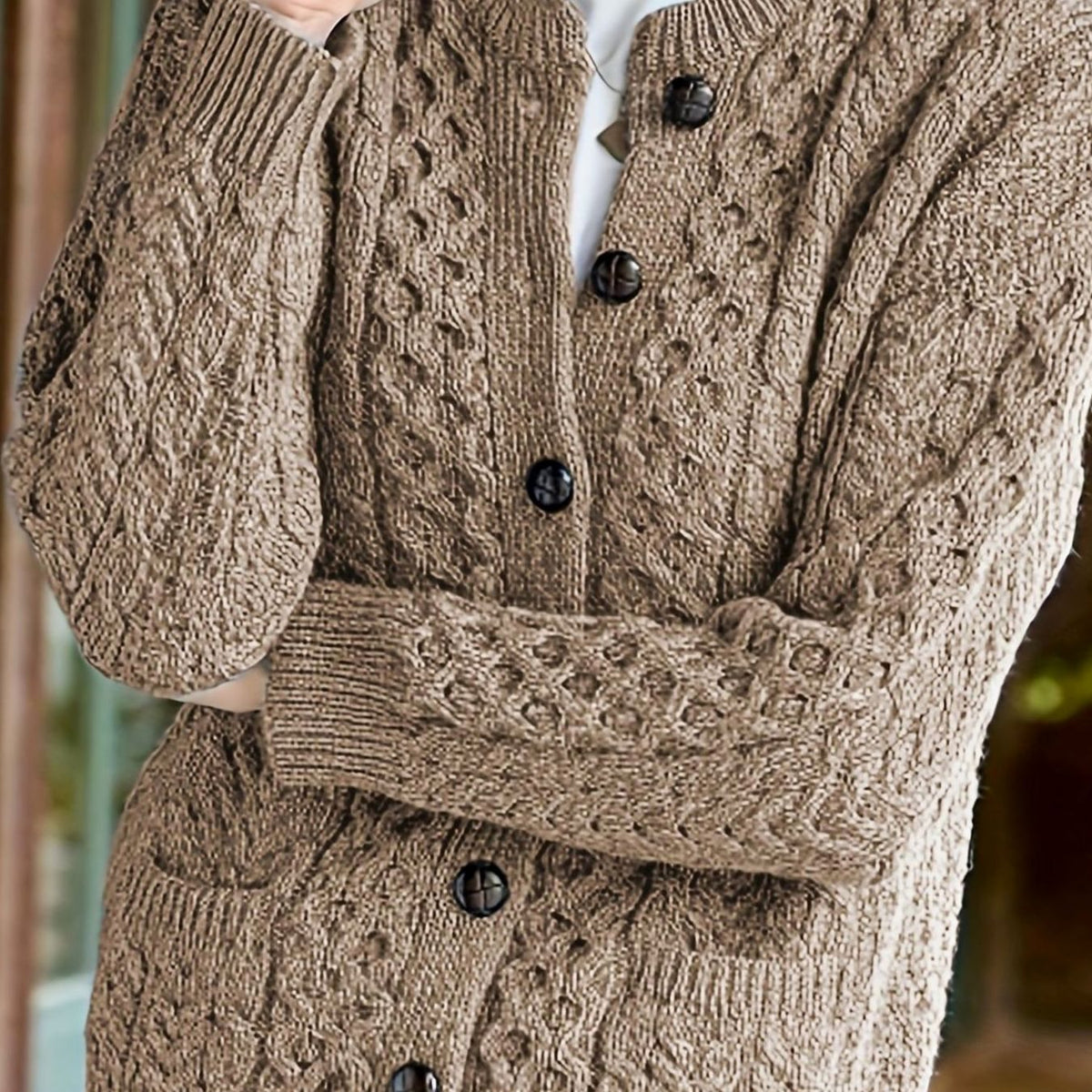 Twisted Knit Winter Cardigan, Ocean Blue