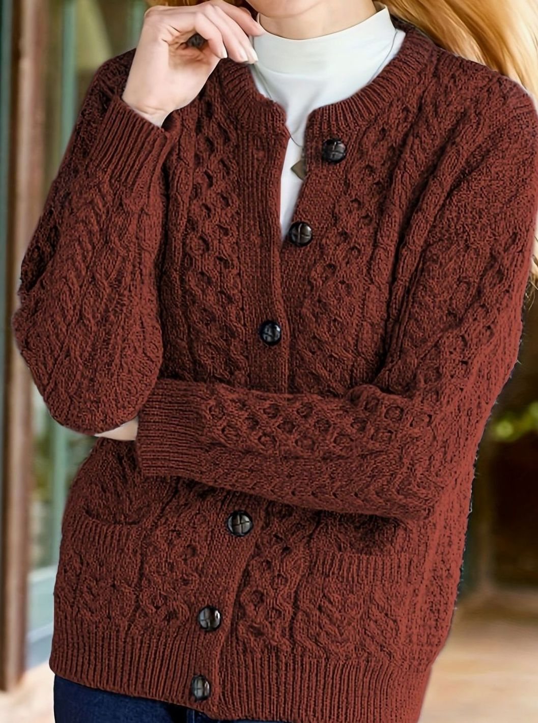 Twisted Knit Winter Cardigan, Ocean Blue