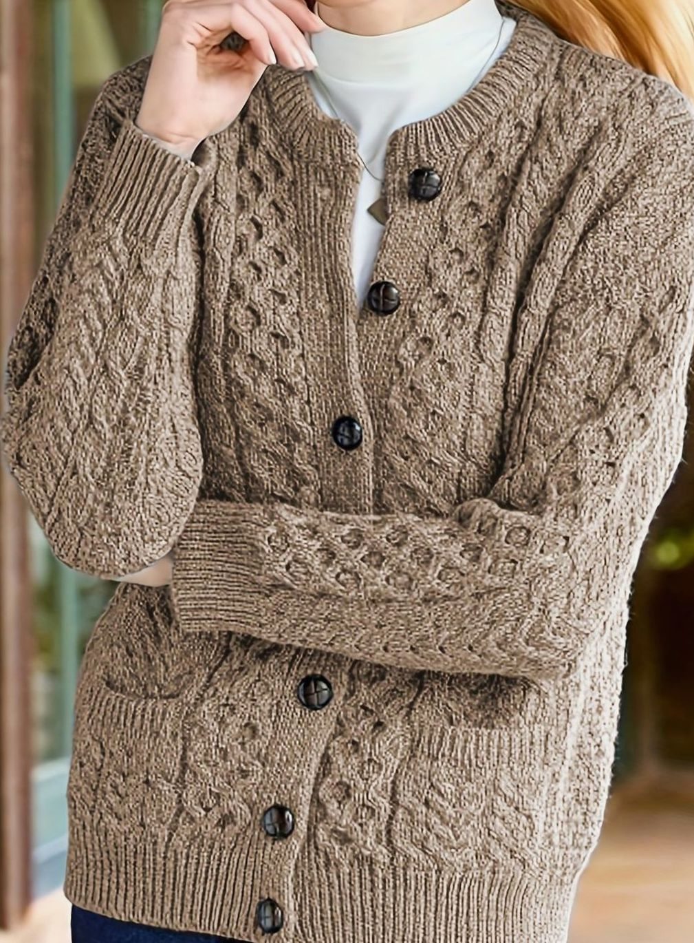Twisted Knit Winter Cardigan, Ocean Blue