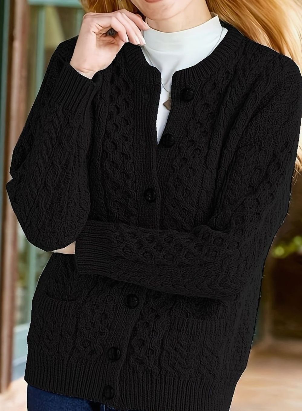 Twisted Knit Winter Cardigan, Ocean Blue
