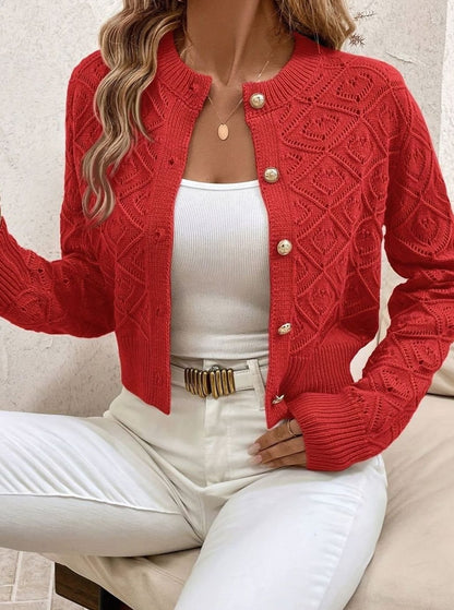 Openwork Buttoned Cardigan