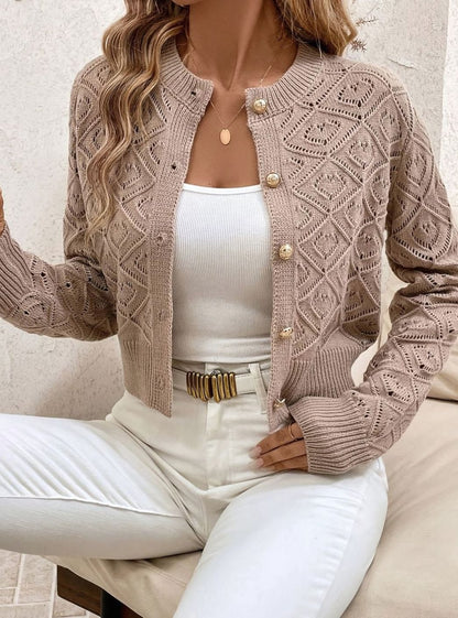 Openwork Buttoned Cardigan