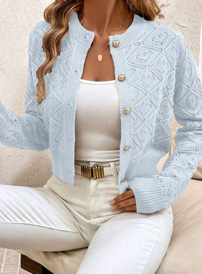 Openwork Buttoned Cardigan