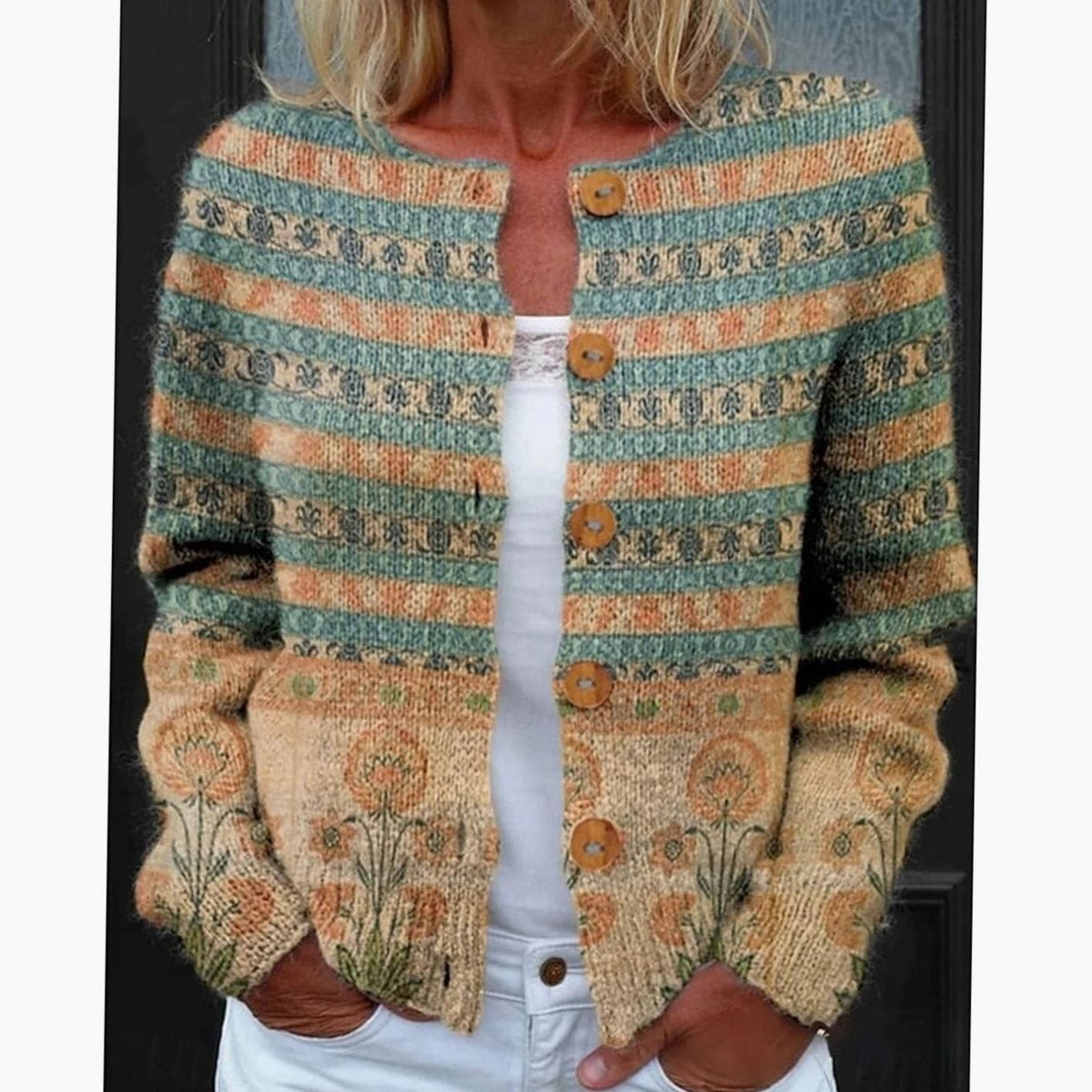 Vintage Floral Knit Cardigan
