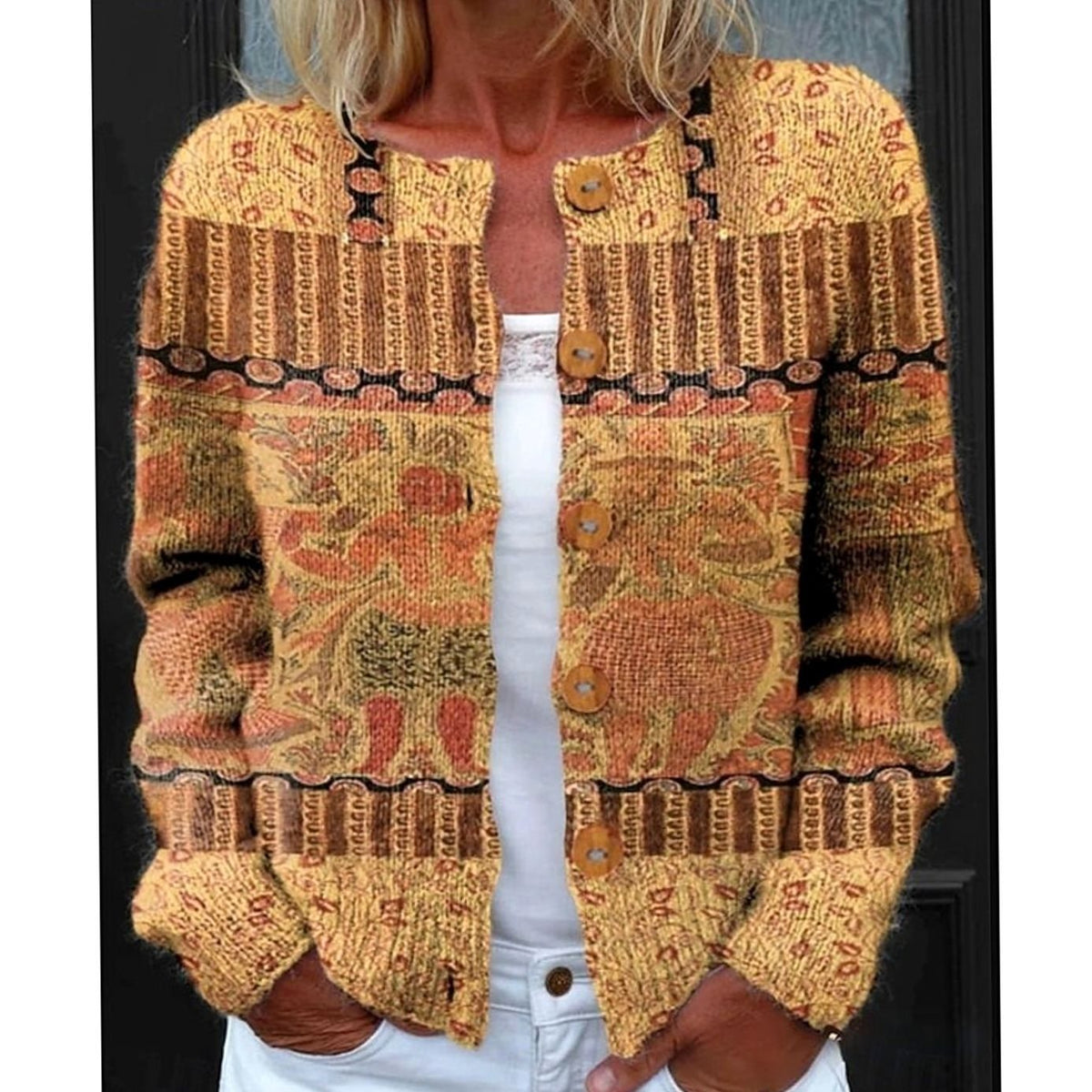 Vintage Floral Knit Cardigan