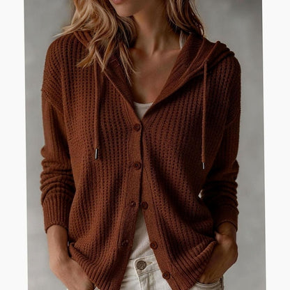 Textured Knit Autumn Cardigan, Brown (2)