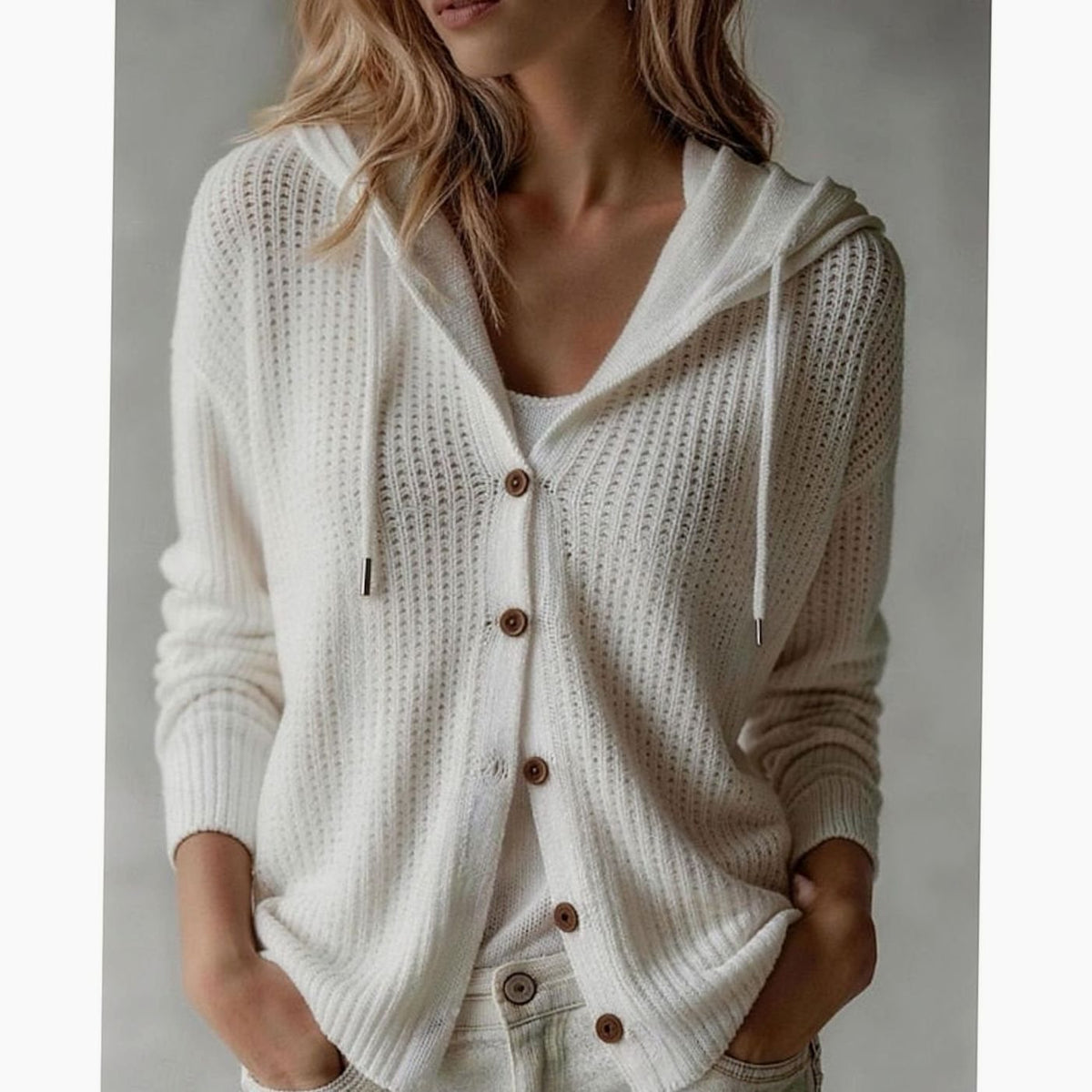 Textured Knit Autumn Cardigan, Brown (2)