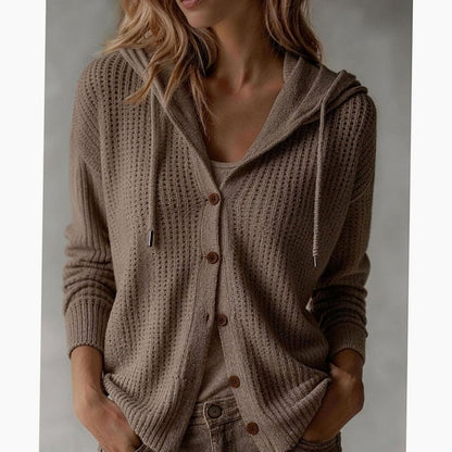 Textured Knit Autumn Cardigan, Brown (2)