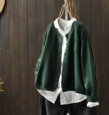 Oversized Knit Winter Cardigan, Red