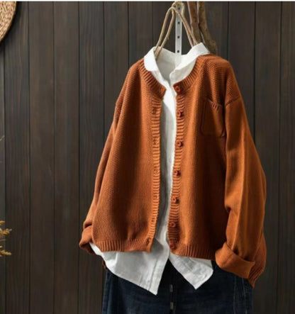 Oversized Knit Winter Cardigan, Red