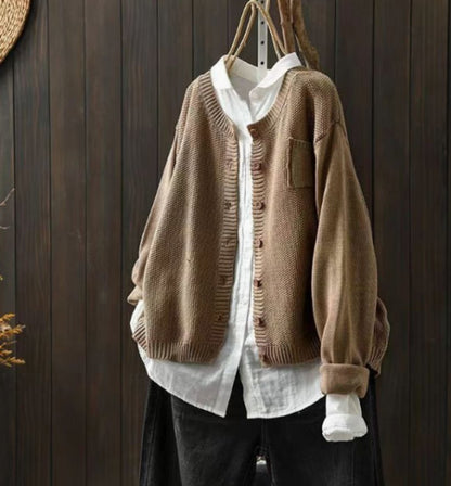 Oversized Knit Winter Cardigan, Red