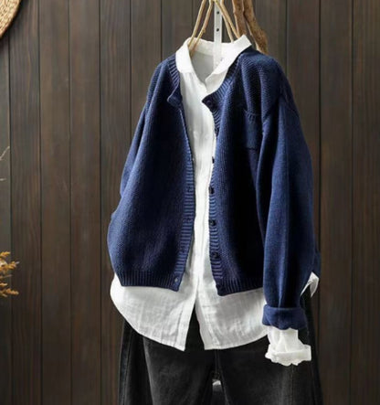 Oversized Knit Winter Cardigan, Red