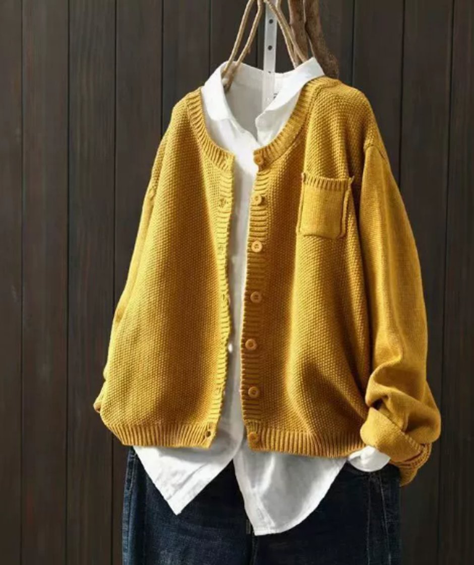 Oversized Knit Winter Cardigan, Red