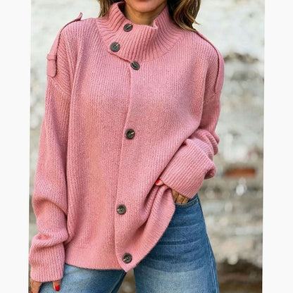 Ribbed Knit Winter Cardigan, Pink