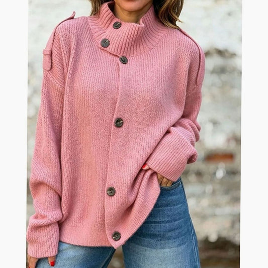 Ribbed Knit Winter Cardigan, Pink