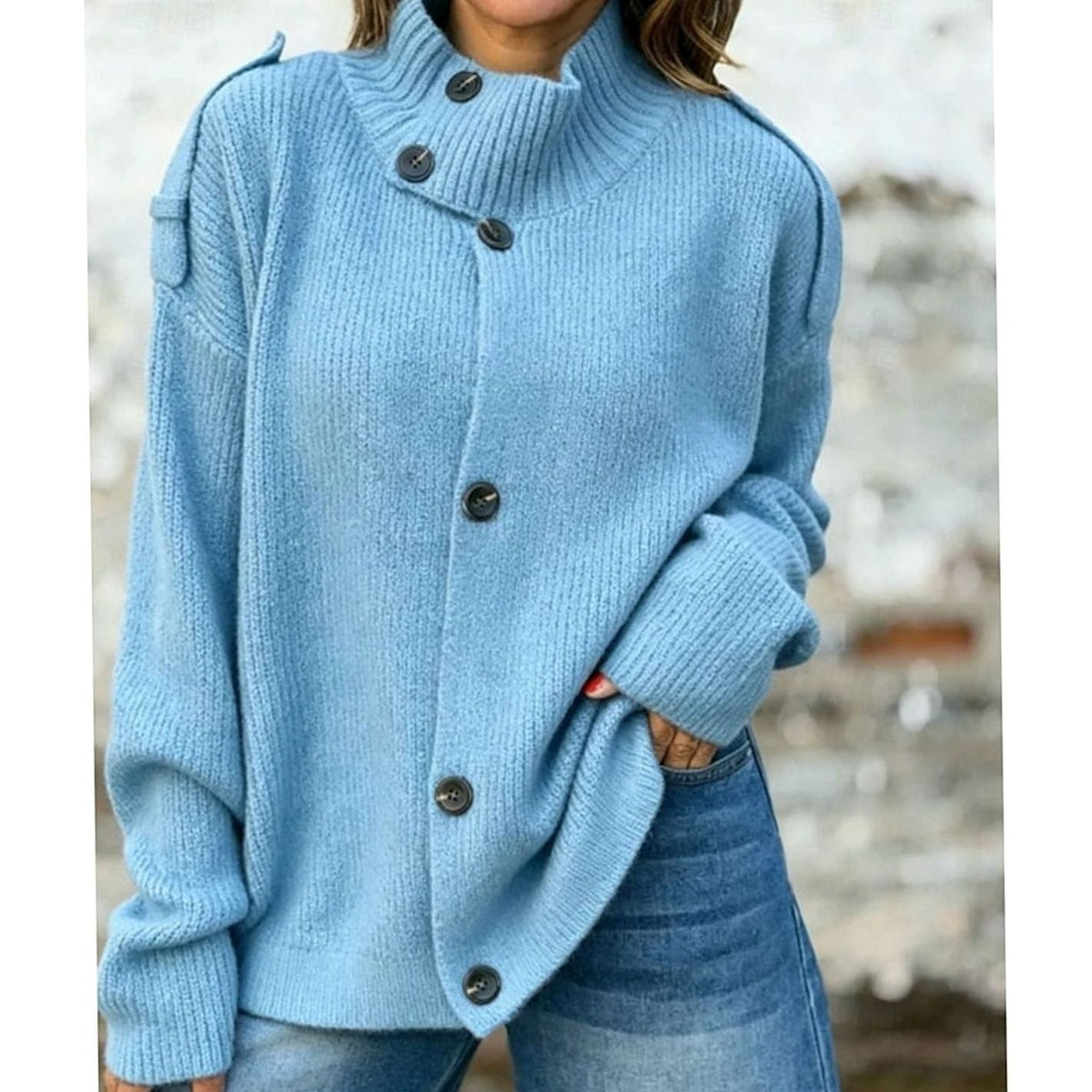 Ribbed Knit Winter Cardigan, Pink