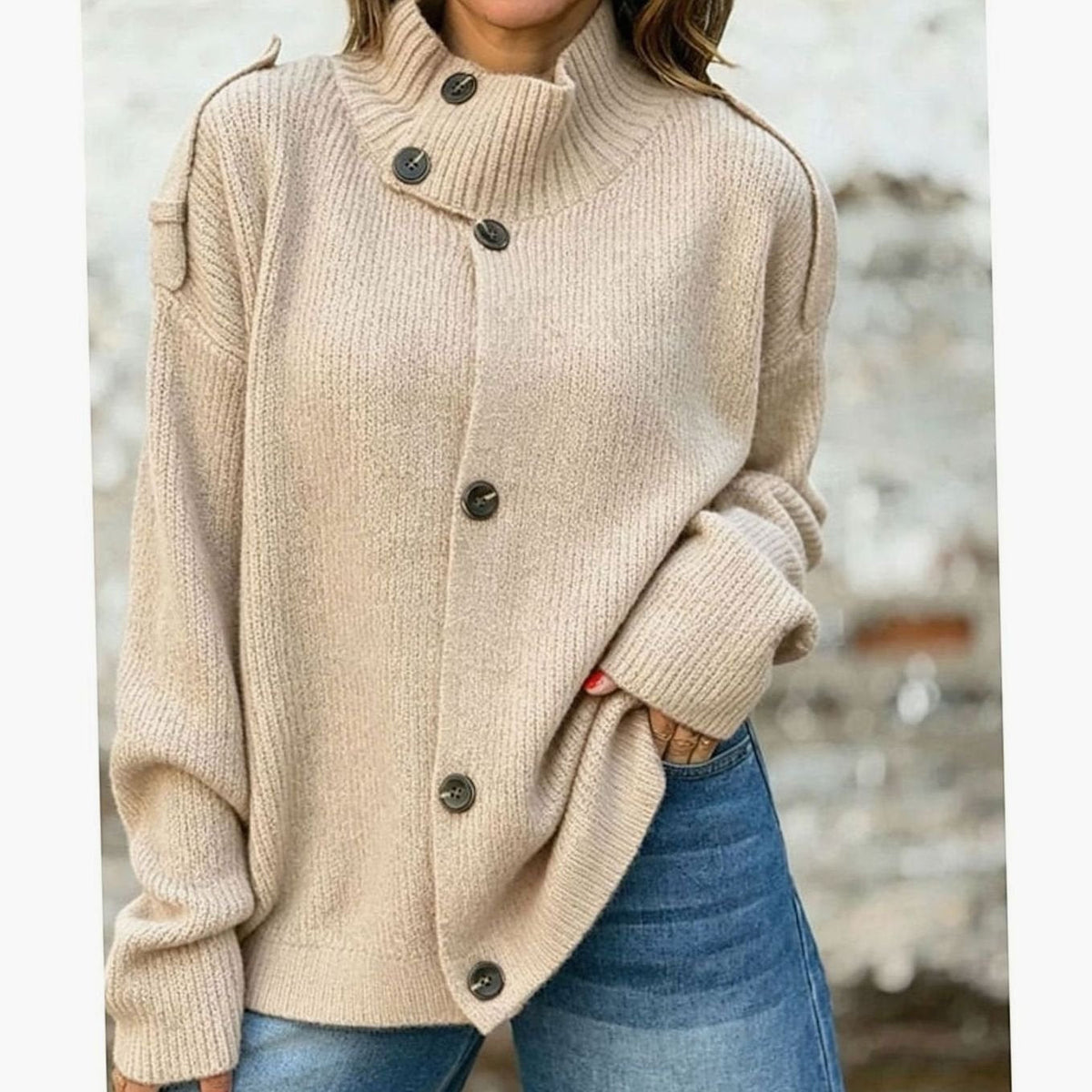 Ribbed Knit Winter Cardigan, Pink