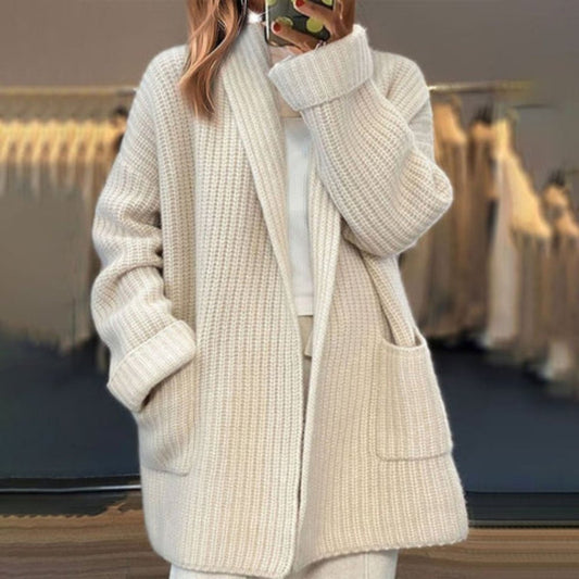 Chunky Knit Winter Cardigan, Ivory