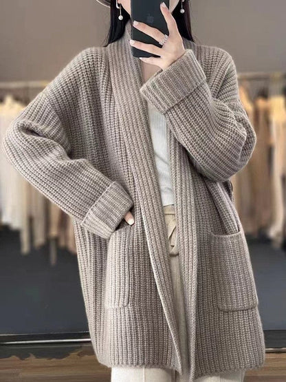 Chunky Knit Winter Cardigan, Ivory