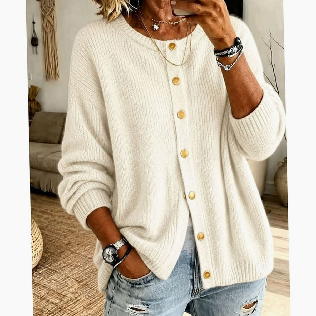 Oversized Buttoned Cardigan