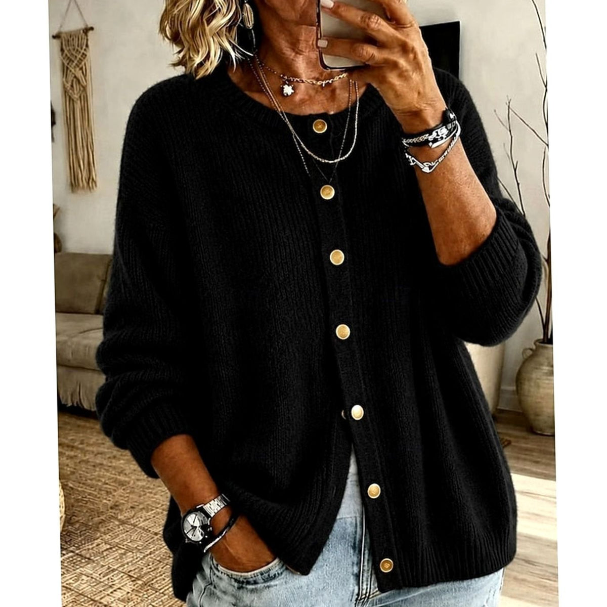 Oversized Buttoned Cardigan