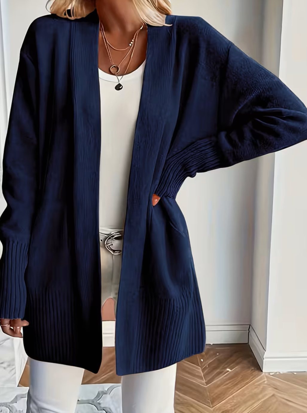 Ribbed Knit Oversized Cardigan