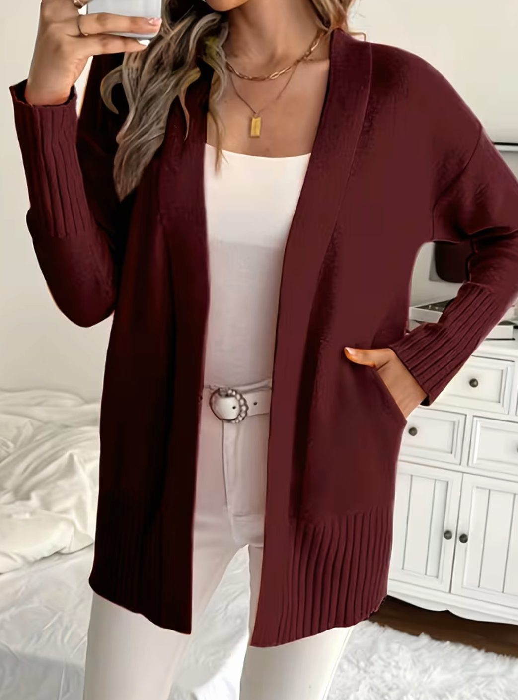 Ribbed Knit Oversized Cardigan