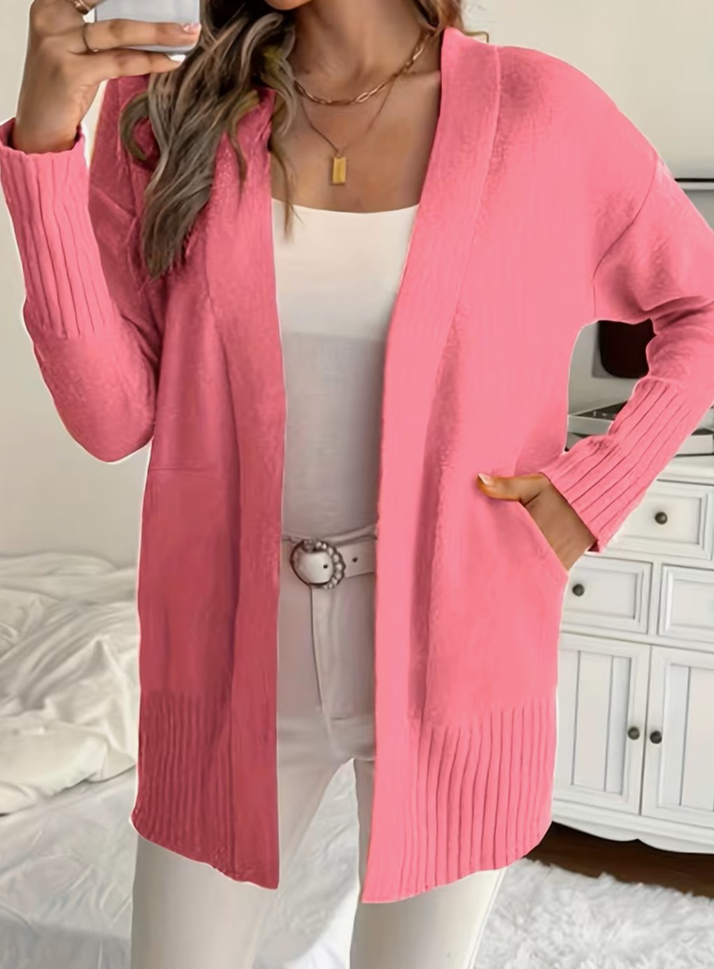 Ribbed Knit Oversized Cardigan