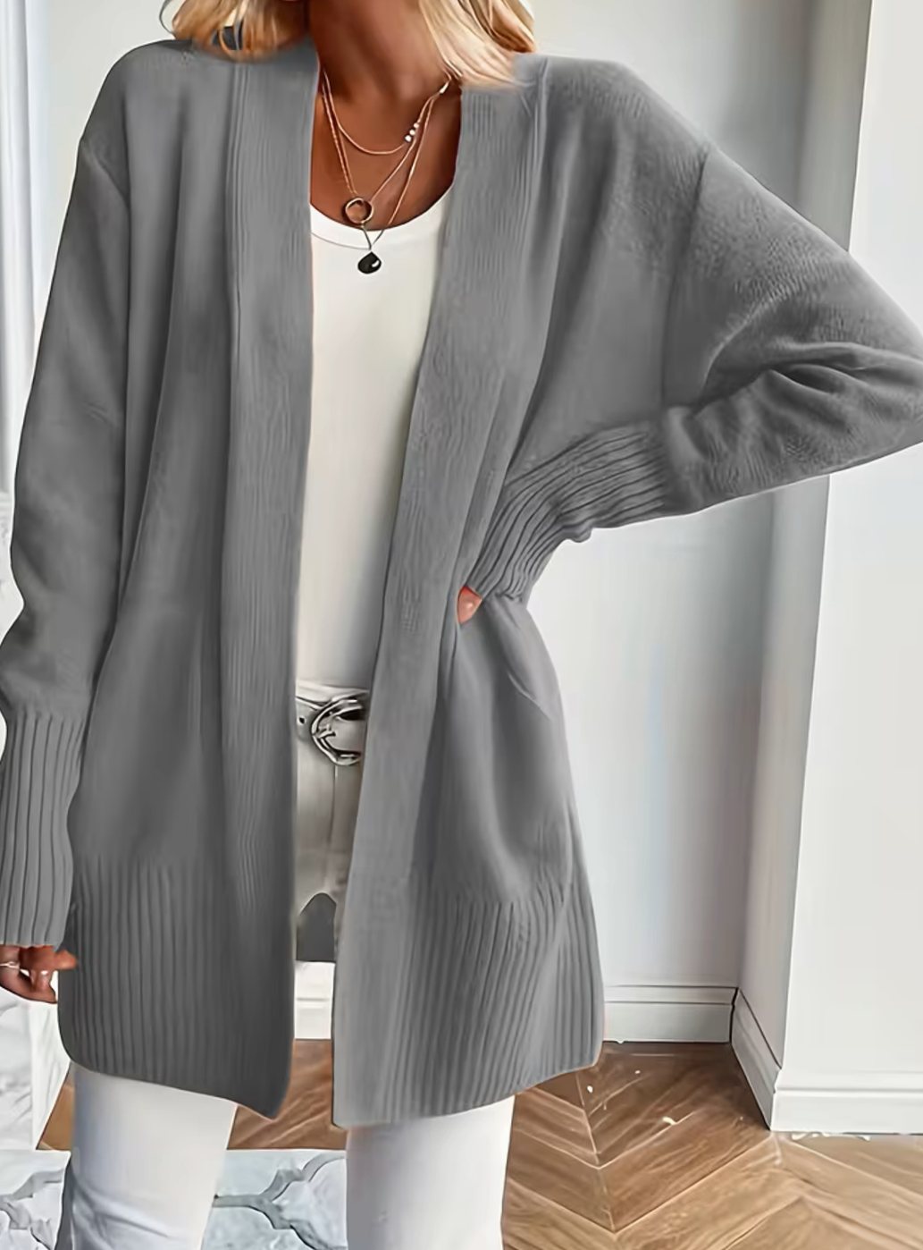 Ribbed Knit Oversized Cardigan