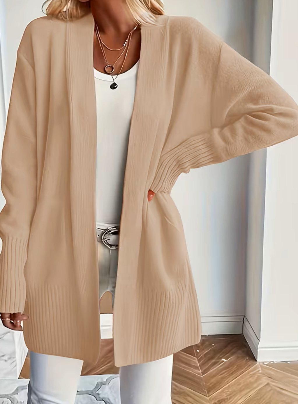Ribbed Knit Oversized Cardigan