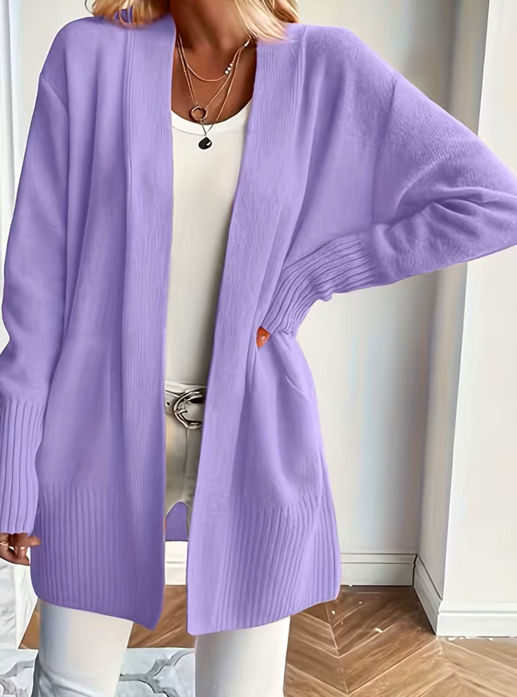 Ribbed Knit Oversized Cardigan