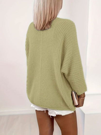Oversized Knit Cardigan, Khaki (2)