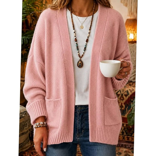 Oversized Knit Winter Cardigan, Pink