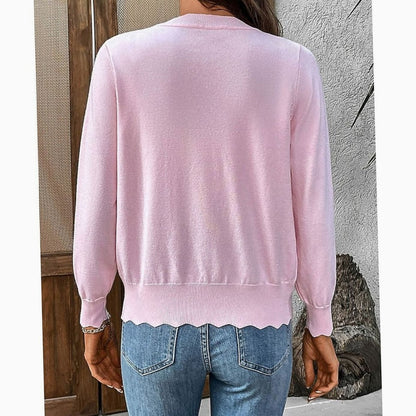 Scalloped Edge Buttoned Cardigan