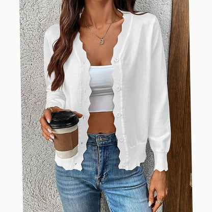 Scalloped Edge Buttoned Cardigan