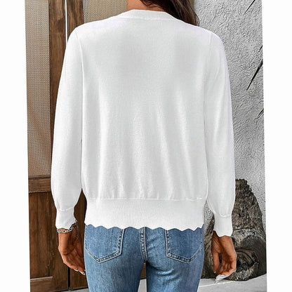 Scalloped Edge Buttoned Cardigan
