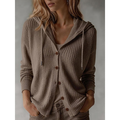 Textured Knit Autumn Cardigan, Brown